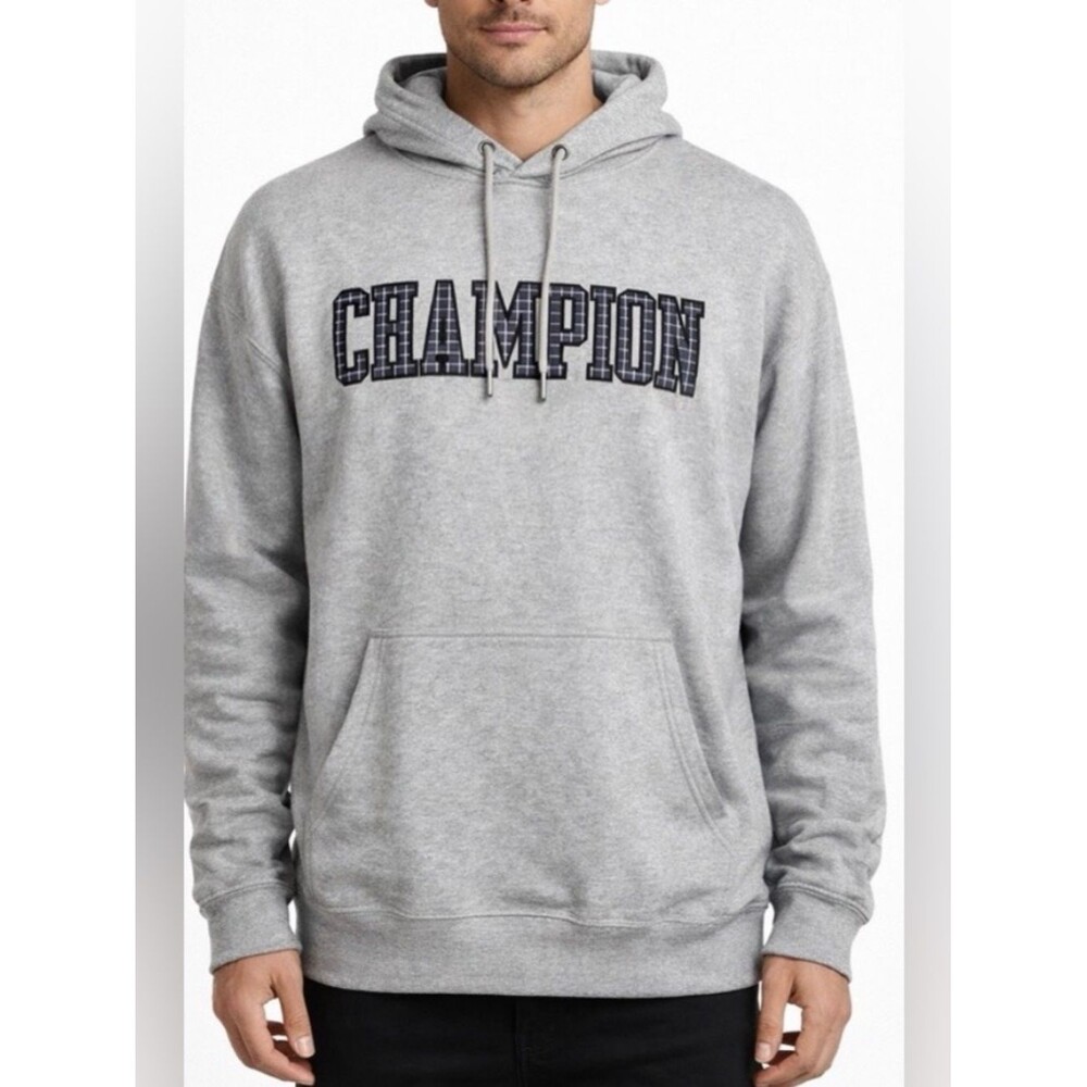 Y2K Champion Mens Grey Spell Out Hoodie Size 2XL